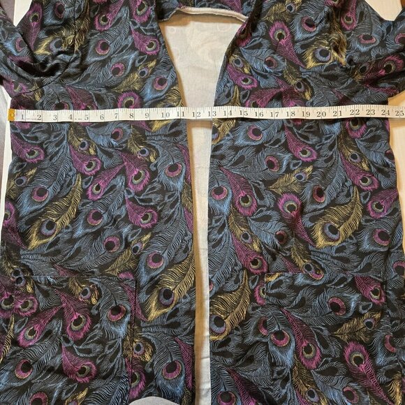 Vintage Y2K Peacock Feather Shoulder Pads Blazer Large Pink Yellow Blue Custom - Picture 5 of 9